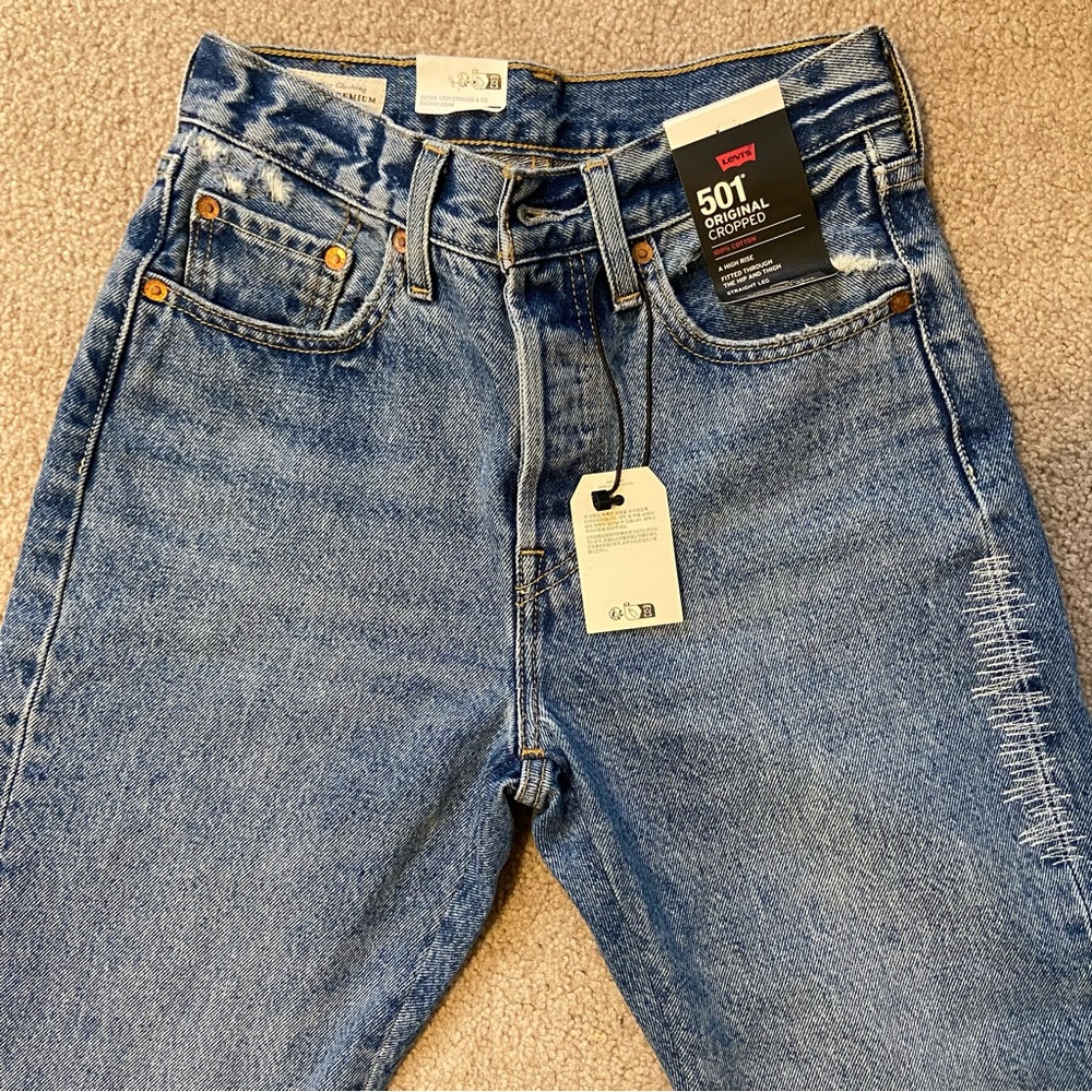 Levi’s 501 Cropped High Rise Straight Leg Jeans Size 24